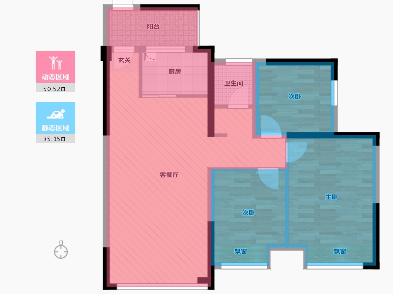 广西壮族自治区-玉林市-中鼎华景园-75.49-户型库-动静分区