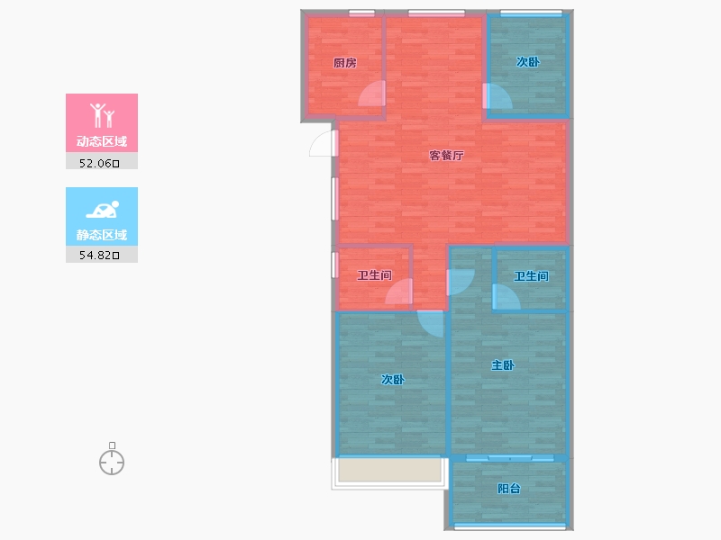 浙江省-杭州市-城中府117m²-97.29-户型库-动静分区