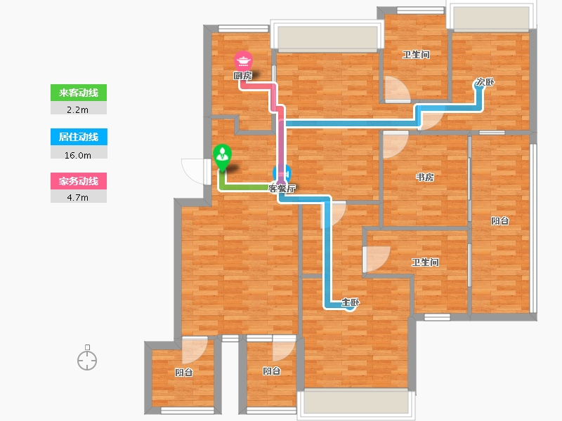 浙江省-杭州市-绿城桃李春风115m²-92.00-户型库-动静线