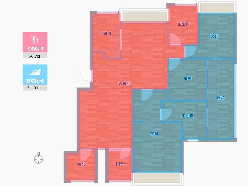 浙江省-杭州市-绿城桃李春风115m²-92.00-户型库-动静分区