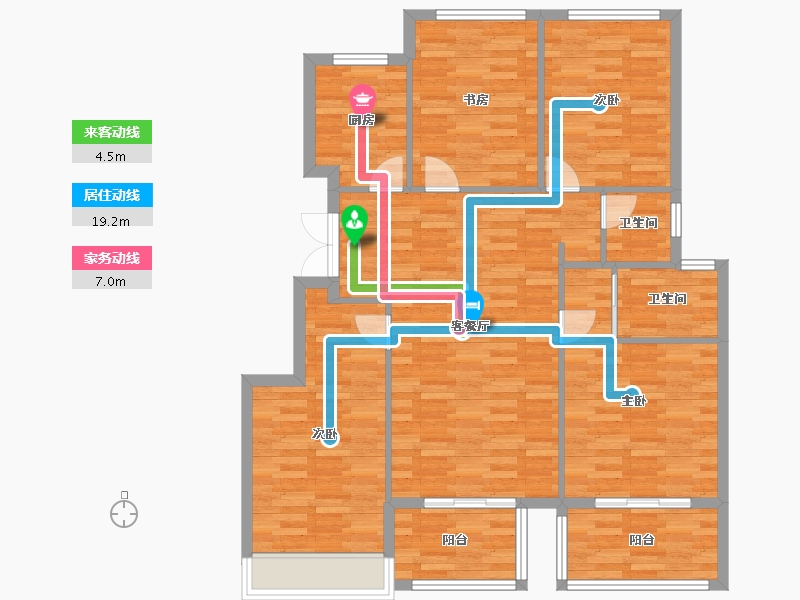 浙江省-杭州市-绿城天语山居1幢130m²-110.07-户型库-动静线