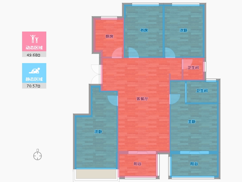 浙江省-杭州市-绿城天语山居1幢130m²-110.07-户型库-动静分区