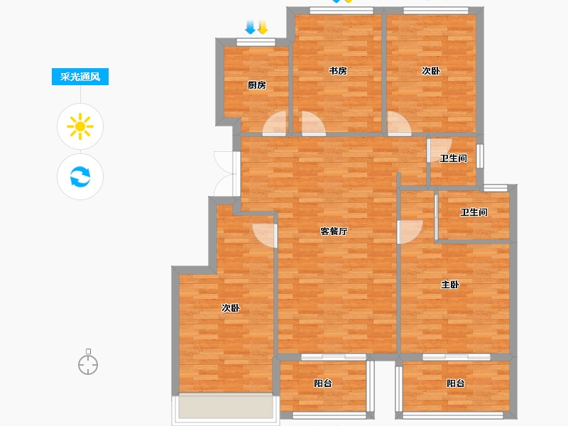 浙江省-杭州市-绿城天语山居1幢130m²-110.07-户型库-采光通风