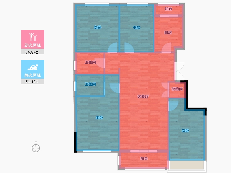 浙江省-杭州市-绿城天语山居2幢131m²-107.94-户型库-动静分区