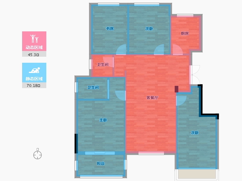 浙江省-杭州市-绿城天语山居1幢,2幢132m²-105.65-户型库-动静分区