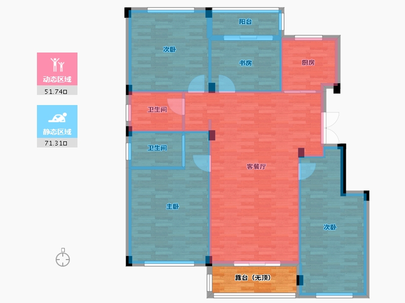 浙江省-杭州市-绿城天语山居1幢139m²-118.49-户型库-动静分区