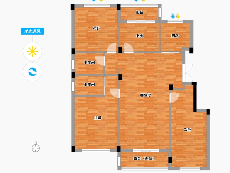 浙江省-杭州市-绿城天语山居1幢139m²-118.49-户型库-采光通风