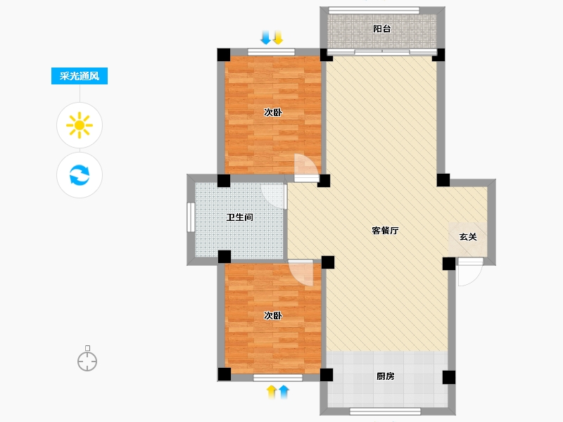 辽宁省-营口市-金城名居-82.40-户型库-采光通风