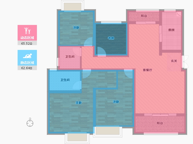 重庆-重庆市-壁山欧鹏御府-111.31-户型库-动静分区