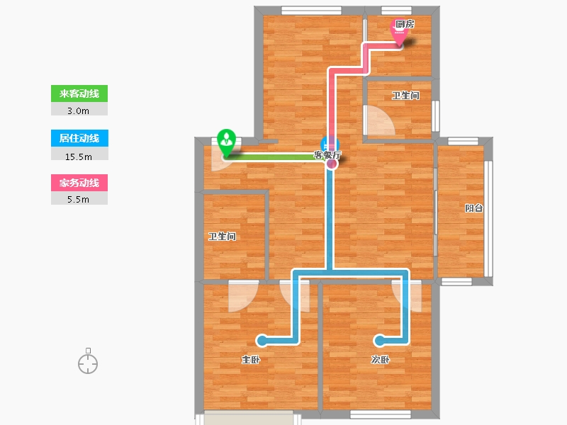 浙江省-杭州市-城镇依山郡96m²-76.80-户型库-动静线