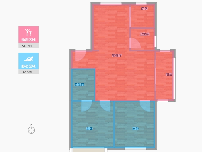 浙江省-杭州市-城镇依山郡96m²-76.80-户型库-动静分区