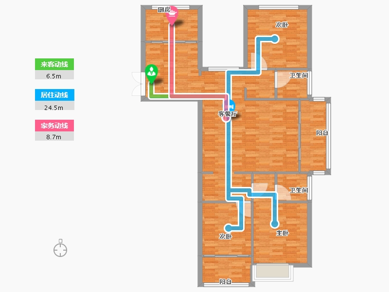 浙江省-杭州市-城镇依山郡134m²-107.20-户型库-动静线