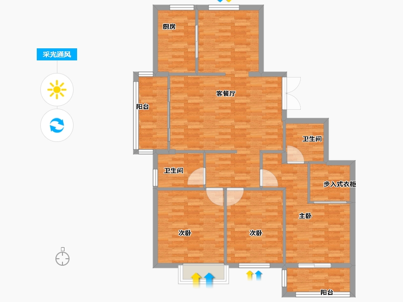 浙江省-杭州市-城镇依山郡136m²-108.80-户型库-采光通风