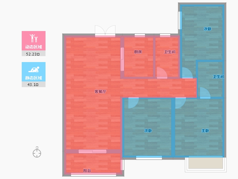 浙江省-杭州市-城镇依山郡107m²-85.60-户型库-动静分区