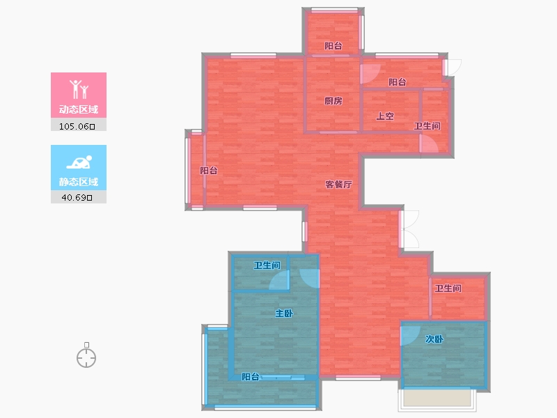 浙江省-杭州市-滨湖天地166m²-132.80-户型库-动静分区