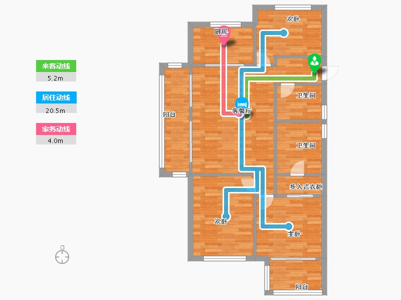 浙江省-杭州市-旭辉东原吴越府97m²-77.60-户型库-动静线