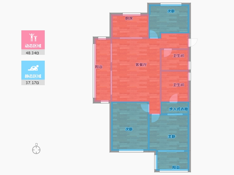 浙江省-杭州市-旭辉东原吴越府97m²-77.60-户型库-动静分区