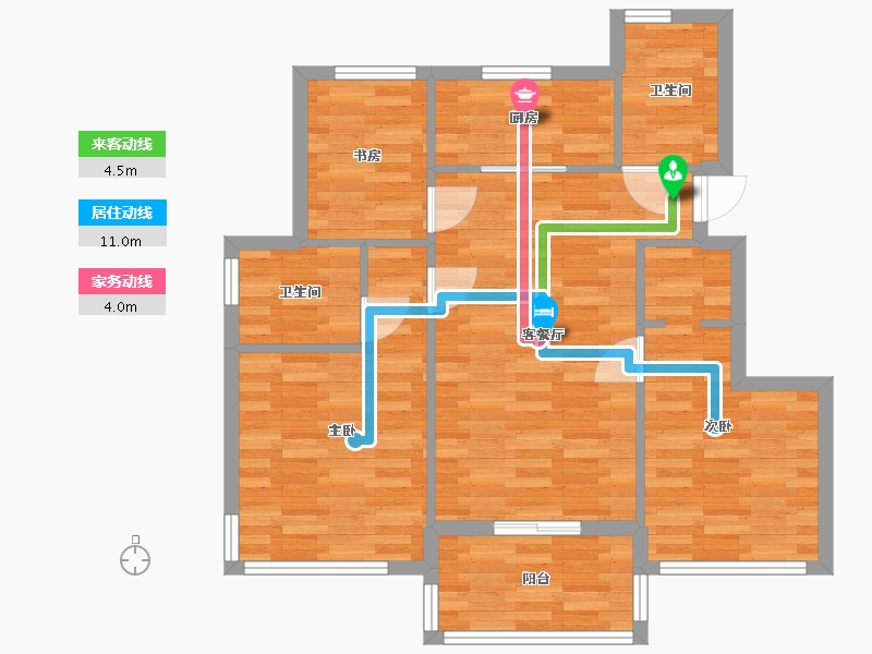 浙江省-杭州市-祥生云湖城F114,3,8,17号楼92m2-73.60-户型库-动静线