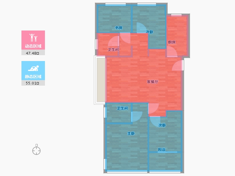 浙江省-杭州市-中国中铁溪畔云璟府3,4,5,6,13,17号楼117m2-93.60-户型库-动静分区