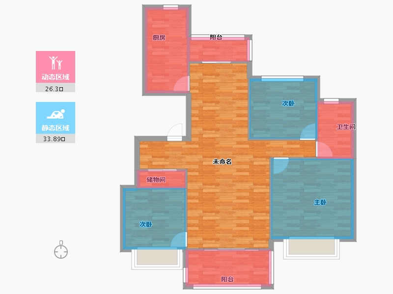 浙江省-杭州市-恒大御泉四季建面112m²-89.60-户型库-动静分区