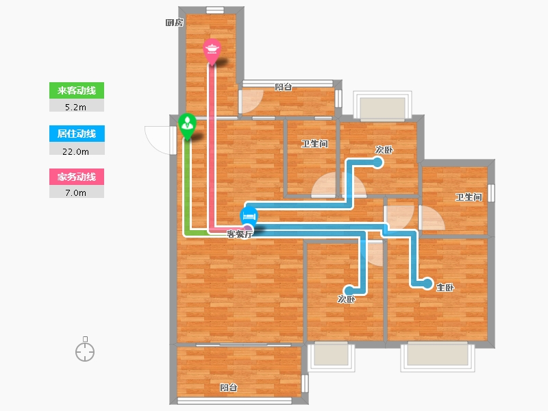 浙江省-杭州市-恒大御泉四季建面120m²-96.00-户型库-动静线