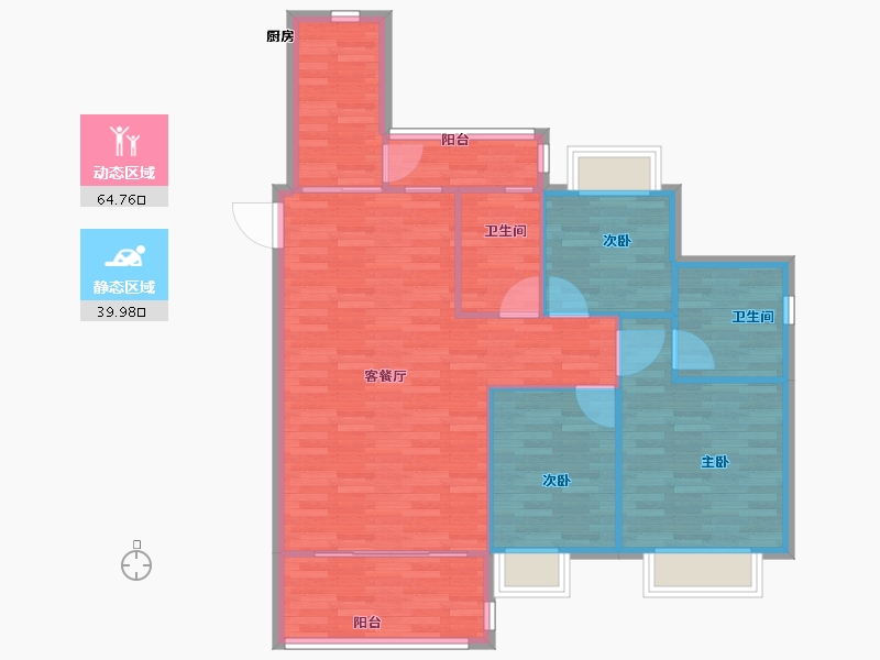 浙江省-杭州市-恒大御泉四季建面120m²-96.00-户型库-动静分区