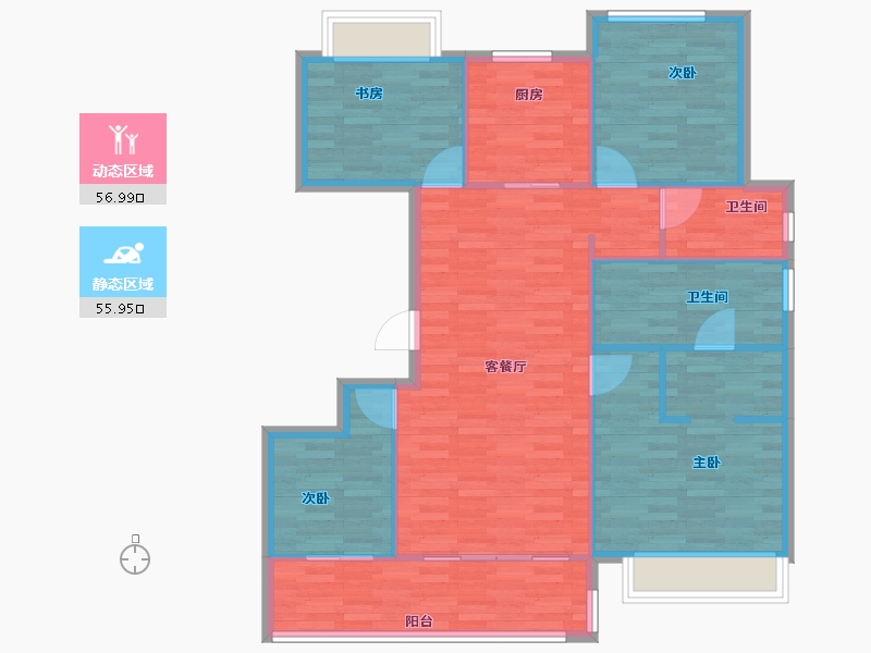 浙江省-杭州市-华鸿中南壹号院建面129m²-103.20-户型库-动静分区