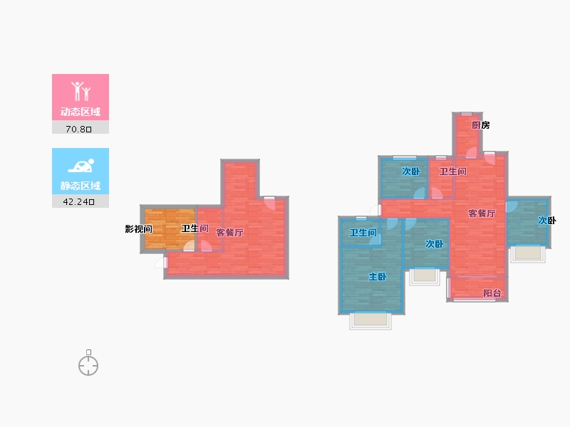 浙江省-杭州市-恒大御泉四季建面136m²-108.80-户型库-动静分区