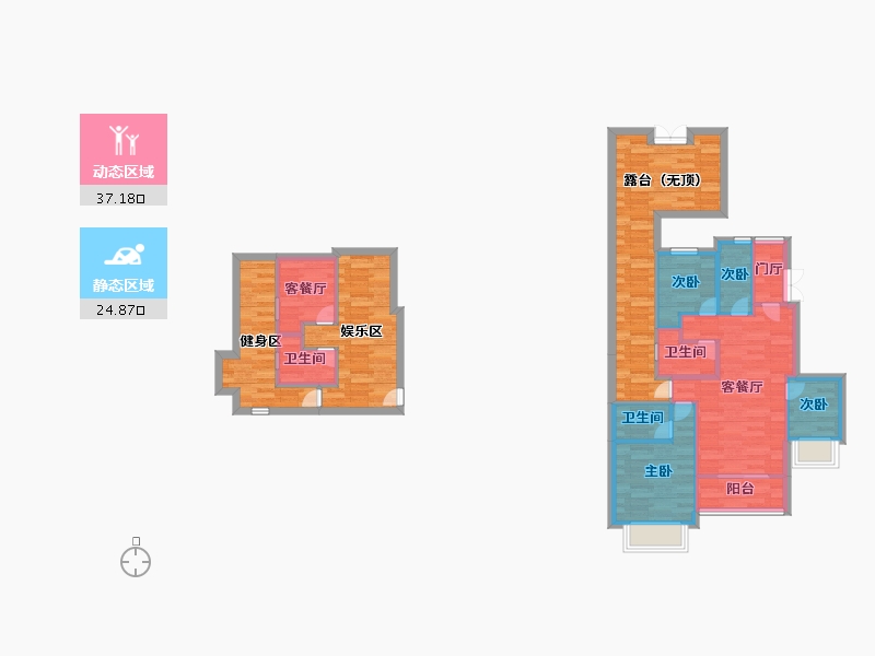 浙江省-杭州市-恒大林溪郡建面118m²-94.40-户型库-动静分区