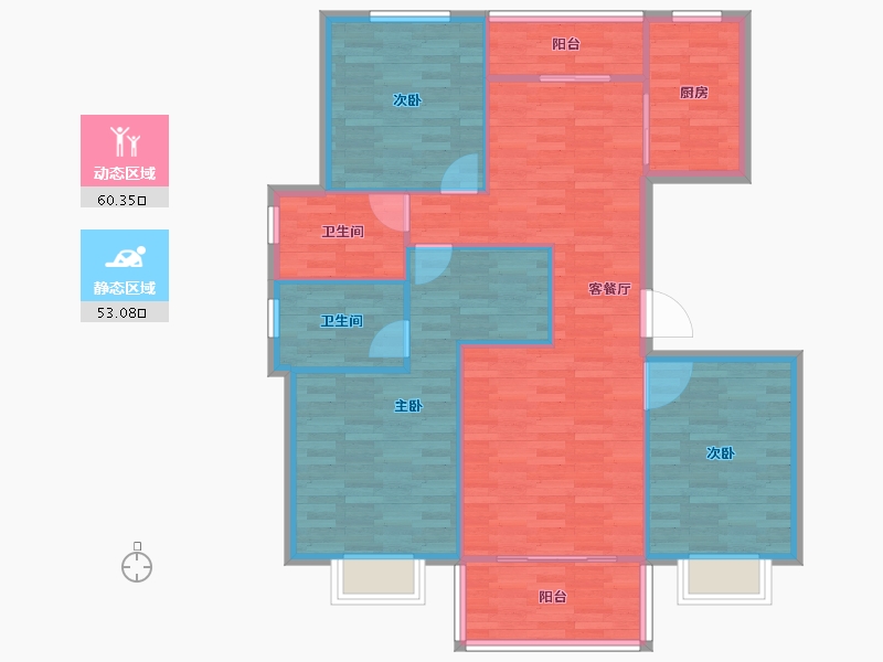 浙江省-杭州市-天骄香槟郡26号楼建面126m²-103.64-户型库-动静分区