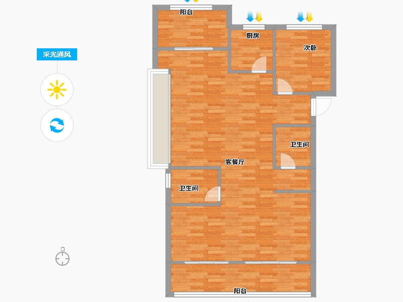 浙江省-杭州市-绿地亚洲公园1号楼,2号楼,3号楼,12号楼,17号楼108m²-86.40-户型库-采光通风