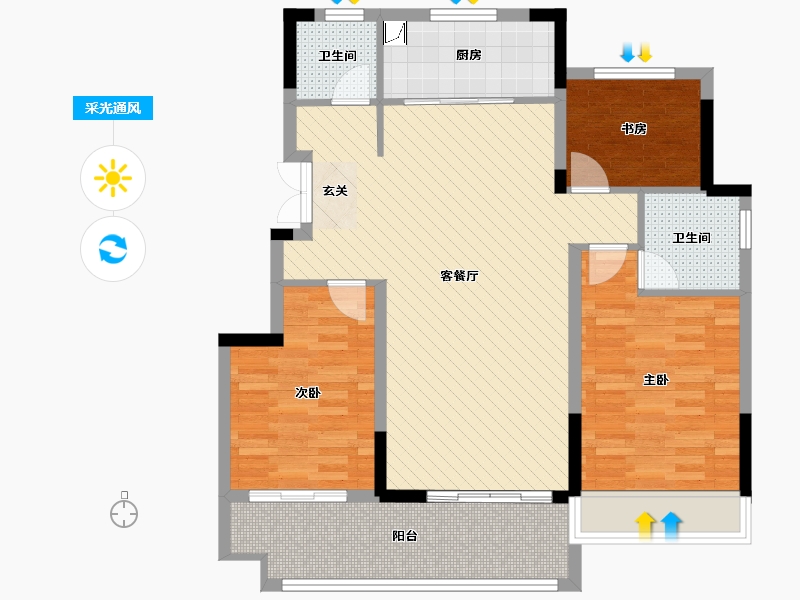 安徽省-亳州市-涡阳邦泰壹号院D1户型1栋5栋全户2栋3栋6栋7栋9栋10栋11栋中户-91.02-户型库-采光通风