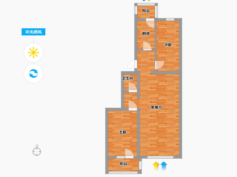 北京-北京市-清欣园-67.45-户型库-采光通风