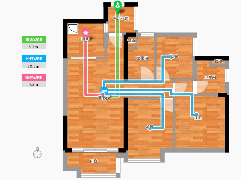 广东省-广州市-金科集美御峰2-4栋89m²-65.27-户型库-动静线