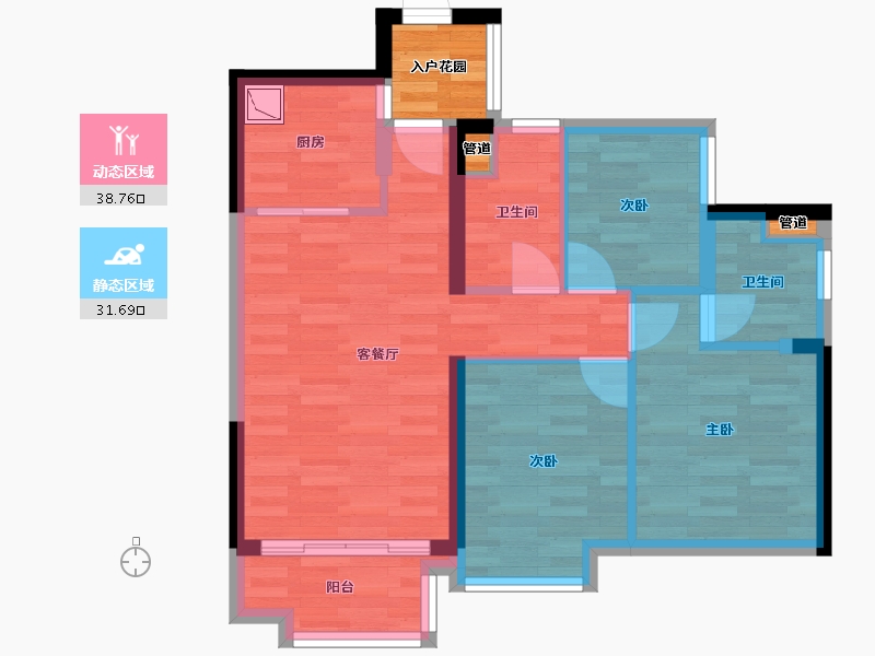 广东省-广州市-金科集美御峰2-4栋89m²-65.27-户型库-动静分区