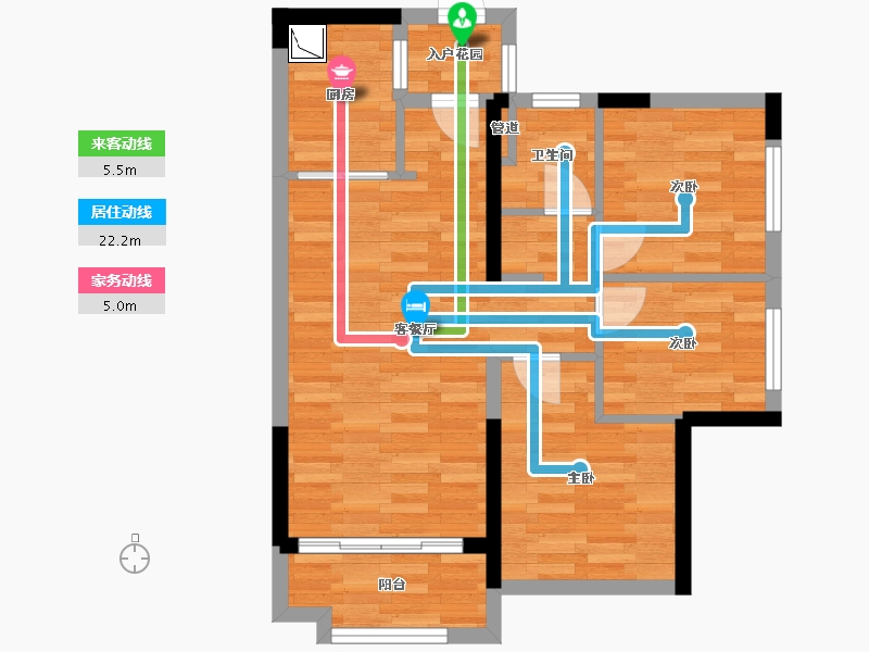 广东省-广州市-金科集美御峰2-5栋82m²-61.75-户型库-动静线