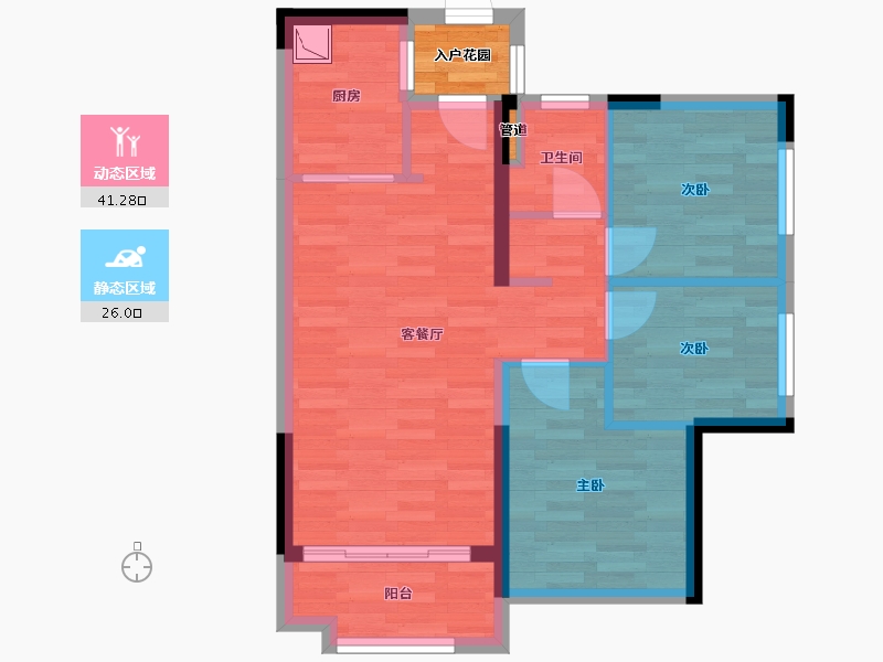 广东省-广州市-金科集美御峰2-5栋82m²-61.75-户型库-动静分区