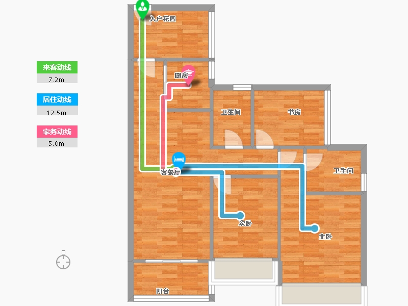 广东省-广州市-越秀东坡10栋91m²-72.80-户型库-动静线