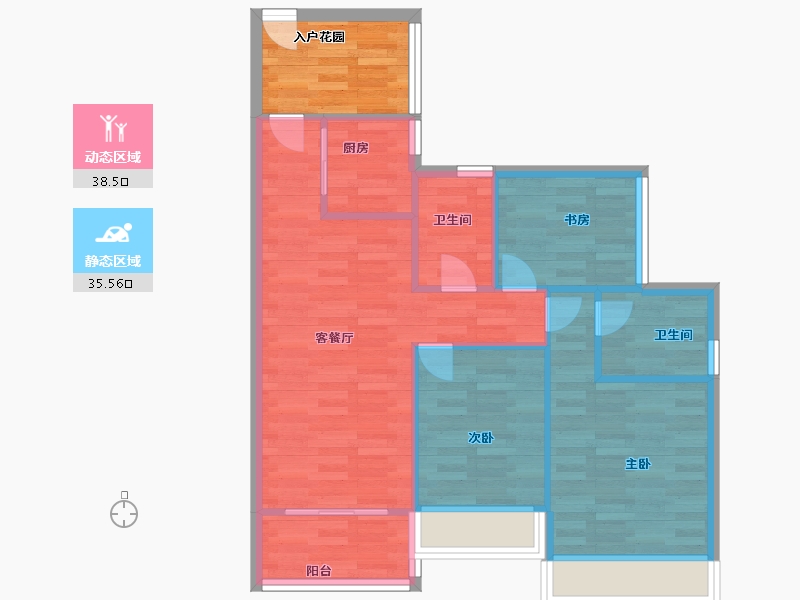 广东省-广州市-越秀东坡10栋91m²-72.80-户型库-动静分区