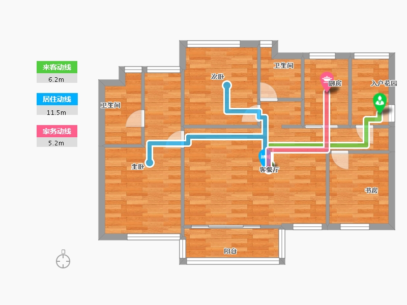 广东省-广州市-越秀东坡10栋91m²-72.80-户型库-动静线