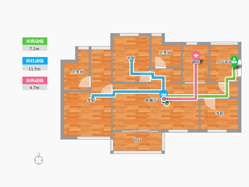 广东省-广州市-越秀东坡９7m²-77.60-户型库-动静线