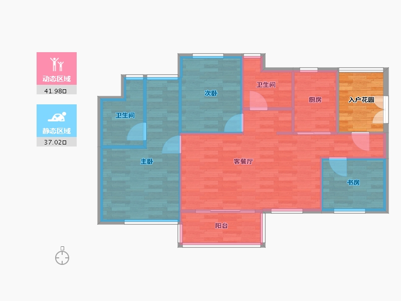 广东省-广州市-越秀东坡９7m²-77.60-户型库-动静分区