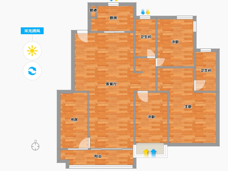 广东省-广州市-保利半岛133m²-106.49-户型库-采光通风