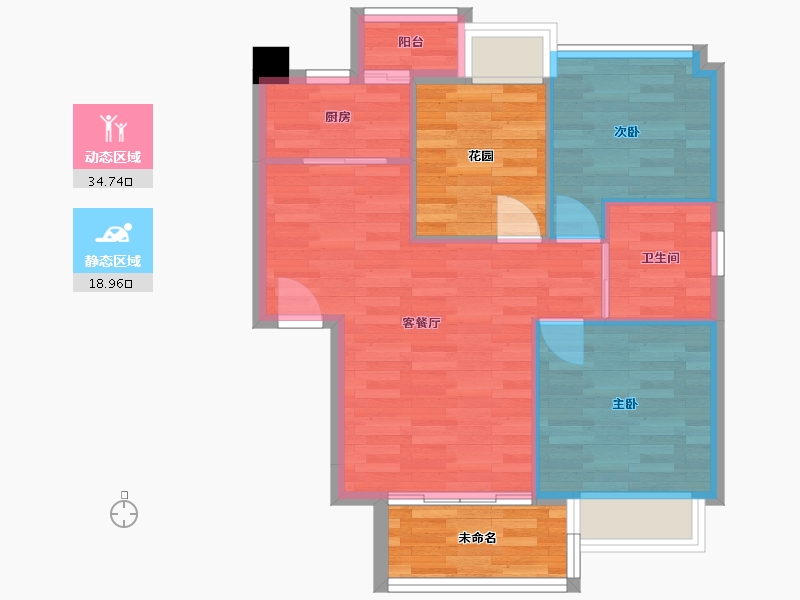 广东省-广州市-广晟圣淘沙1栋,3栋77m²-59.59-户型库-动静分区