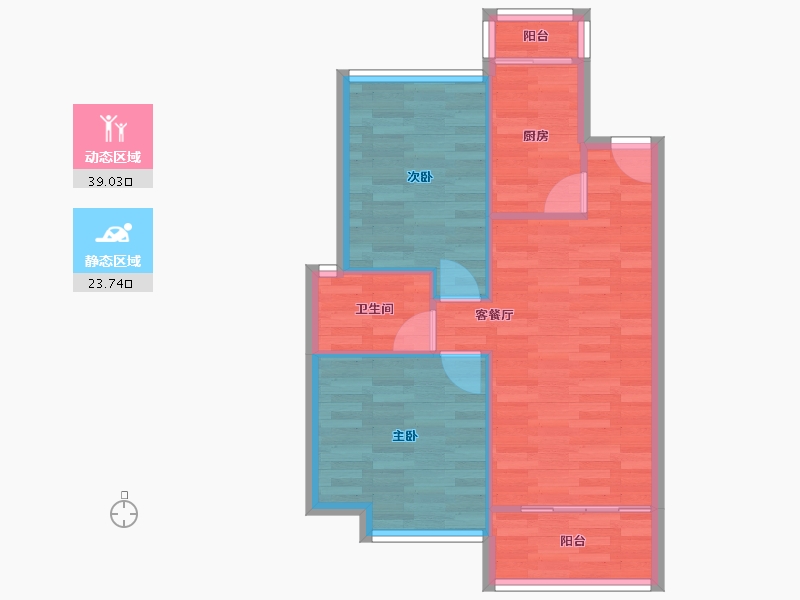 广东省-广州市-广晟圣淘沙1栋,3栋71m²-56.80-户型库-动静分区