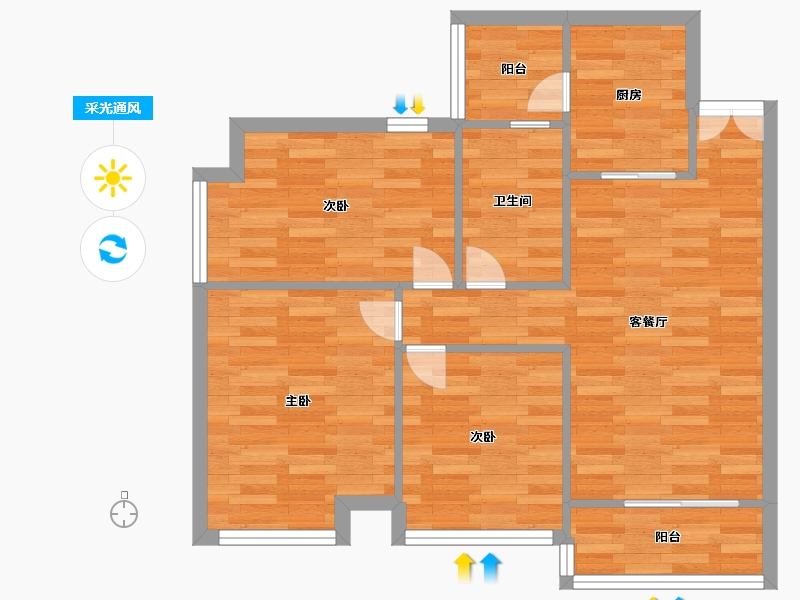 广东省-广州市-广晟圣淘沙87m²-69.60-户型库-采光通风