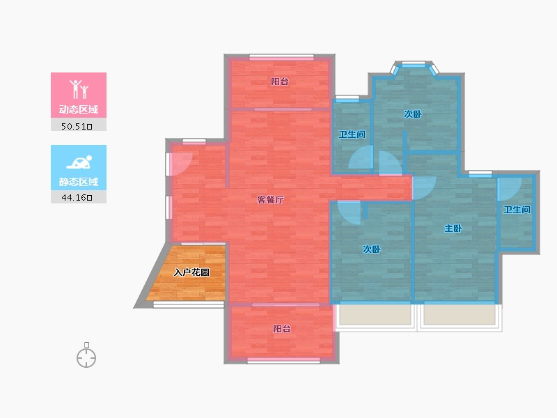 广东省-广州市-景业东湖洲豪园4号楼,5号楼,6号楼,7号楼114m²-91.20-户型库-动静分区