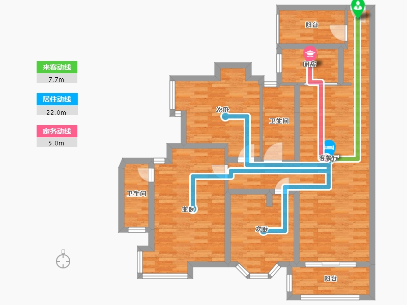 广东省-广州市-景业东湖洲豪园4号楼,5号楼121m²-96.81-户型库-动静线