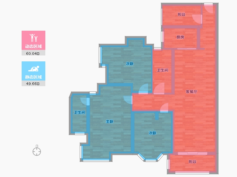 广东省-广州市-景业东湖洲豪园4号楼,5号楼121m²-96.81-户型库-动静分区