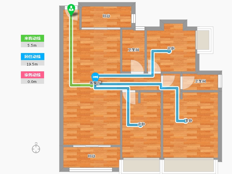 广东省-广州市-景业东湖洲豪园8号楼,9号楼95m²-75.16-户型库-动静线